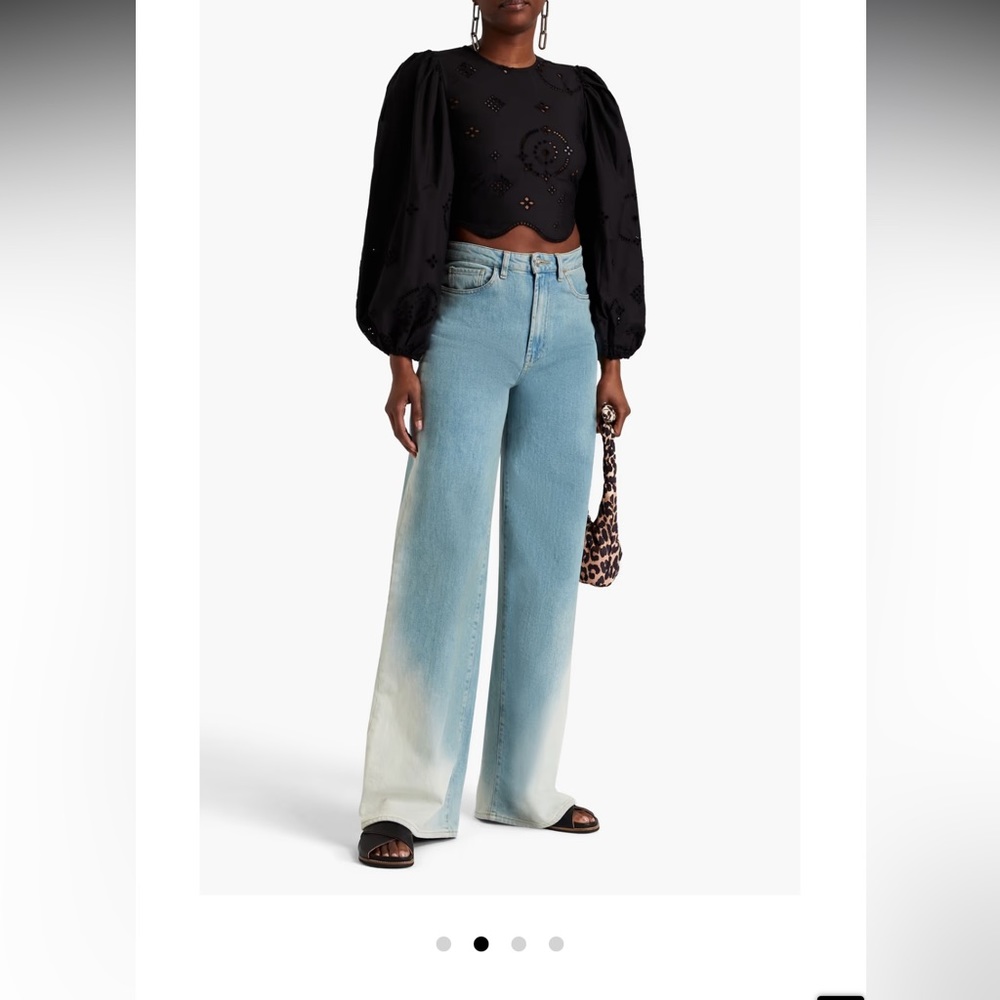 NWT GANNI Cropped broderie anglaise cotton blouse Sz 32.Equivalent toUS XXS or 0 - Picture 10 of 13